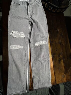 SONG Gray Distressed Boyfriend Jeans - Relaxed Fit